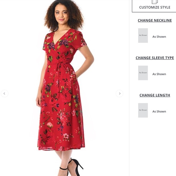 Rose Wrap Georgette Wrap Dress Size 1x - 16W for 5'10" tall person - Picture 3 of 10